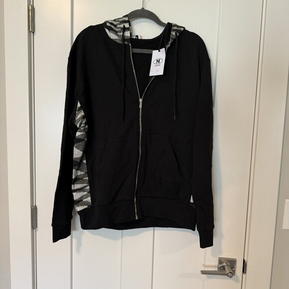 M Missoni NWT Mens Zig Zag Print Zip Up Hoodie Black & White Size X-Large $690 - Picture 4 of 8